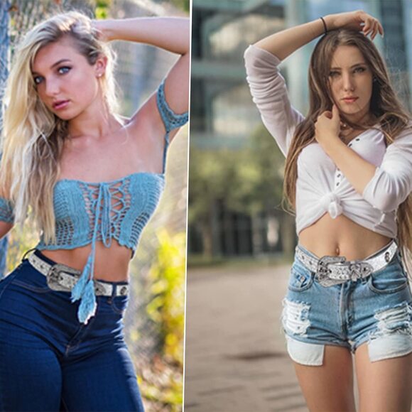 6125 Rhinestones Belt For Men Women, Skulls Western Leather Belts Shining - Picture 2 of 5